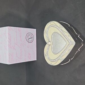 Things Remembered Regal Heart-Shaped Silver and Cream Jewelry Box NIB